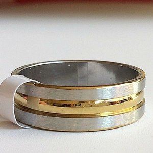 Silver Gold Stainless Steel Ring Band Size 13 Mens Womens Unisex Wedding
